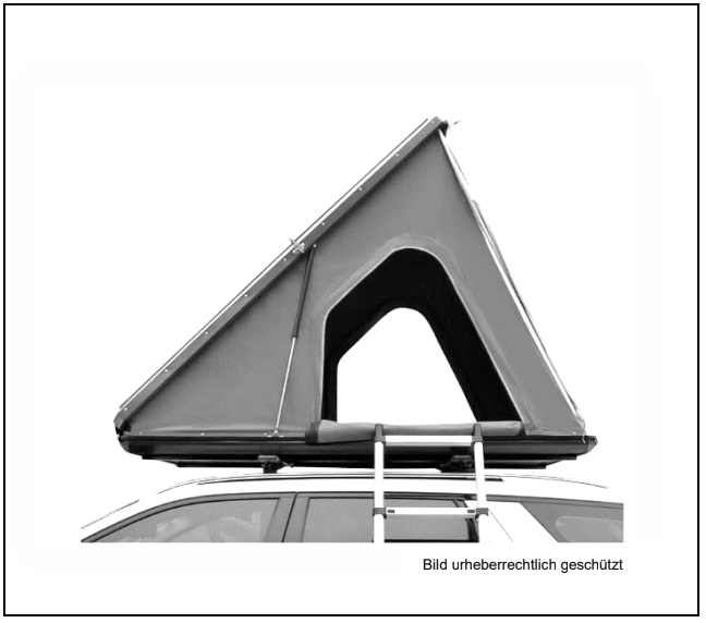 A‑förmiges Dachzelt auf Autodach mit Leiter